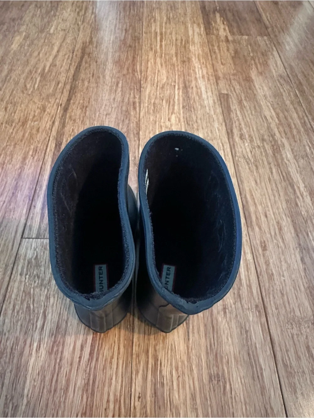 Hunter Kids Matte Black Rain Boots with Red Trim Logo